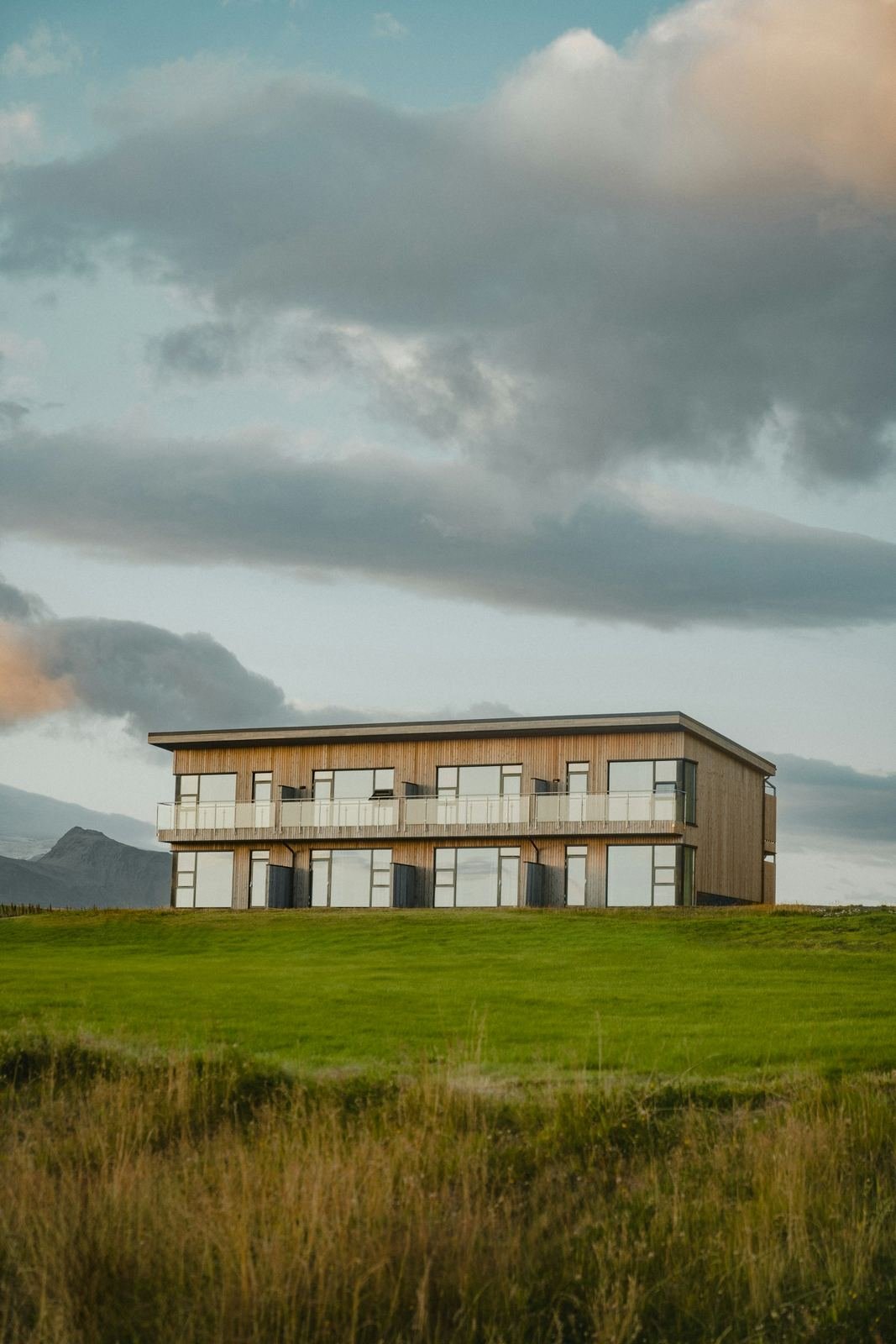 Low modular residential block on open prairie